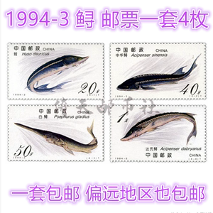 1994-3鲟邮票套票一套4枚 中华鲟达氏鲟白鲟蝗鱼收藏品真品 包邮