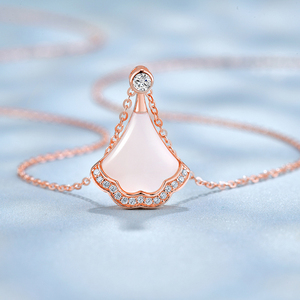 银杏叶贝壳小裙子项链女纯银轻奢锁骨链优雅气质扇形吊坠送闺蜜