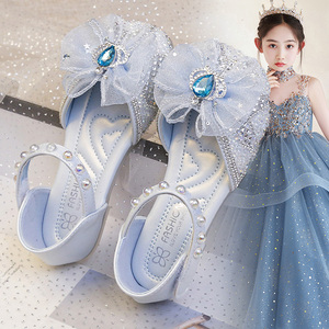 女童鞋子儿童公主包头凉鞋2024新款夏季水晶软底女孩宝宝艾莎凉鞋