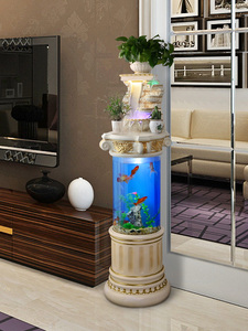 欧式鱼缸圆柱形落地创意鱼缸客厅