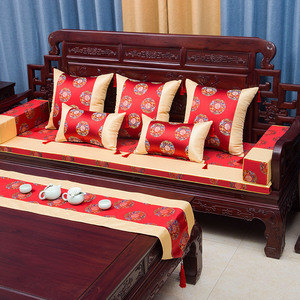 红木沙发坐垫中式实木家具罗汉床垫子套罩乳胶海绵棕椅垫防滑定做