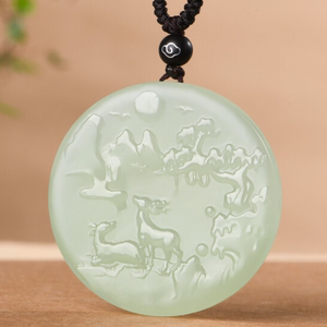 和田玉一路有你玉吊坠男女士款山水玉坠玉石玉挂坠玉佩玉牌鹿玉牌