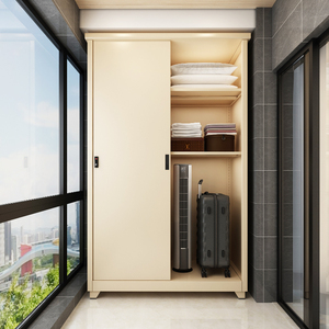 防雨防晒阳台储物柜大容量杂物收纳柜子置物柜推拉门铁皮衣柜带锁