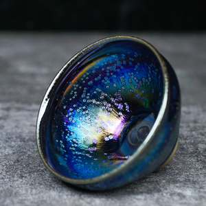 建阳建盏 陈建国万象 七彩耀变束口器型