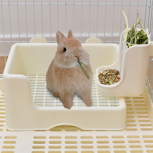 拉士格兔子食盆二合一兔碗食槽固定防扒喂食器龙猫粮饲料食盒草架