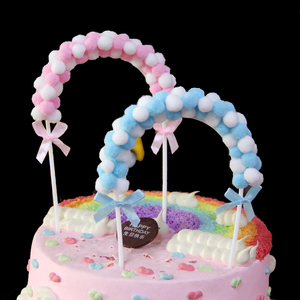 生日蛋糕装饰立体海绵云朵插牌拱门花环插旗毛球云朵插件太阳花