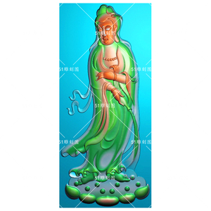 精雕图jdp灰度图bmp浮雕挂牌玉雕木雕石雕gyz-116站莲台观音挂件
