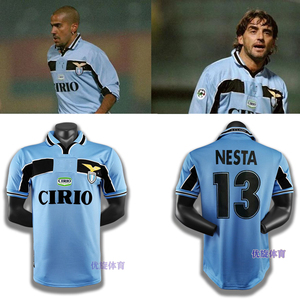 拉齐奥98-99球衣内斯塔贝隆内德维德维埃里曼奇尼足球队服套装