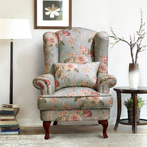老虎椅美式单人沙发椅客厅卧室欧式布艺地中海田园风格高背老虎凳