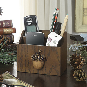 实木美式遥控板木质客厅茶几桌面笔筒遥控器放置架办公桌收纳盒