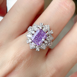 九紫离火戒指紫色紫罗兰2.5克拉人工钻石砖石锆石紫钻 夸张大钻戒