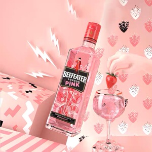 英国进口beefeater必富达粉红金酒风味配制酒700ml 洋酒鸡尾酒