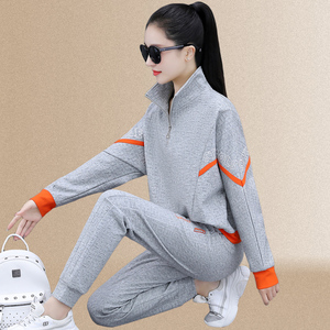 运动套装女春秋时尚韩版宽松大码蝙蝠袖卫衣高端跑步服休闲两件套