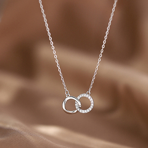 ck项链女纯银简约冷淡风甜美小众设计感双环气质锁骨链专柜正品