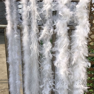 DIY手工创意演出服装婚庆婚纱拖尾白色野火鸡火片条长羽毛一件2米