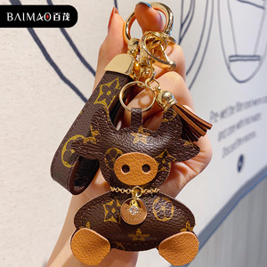 适用lv拆包挂件马蹄女士可爱创意小牛个性老花汽车钥匙扣精致配饰