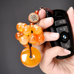 汽车钥匙挂件女士高档玉石饰品男韩国创意可爱钥匙扣锁匙链串精致