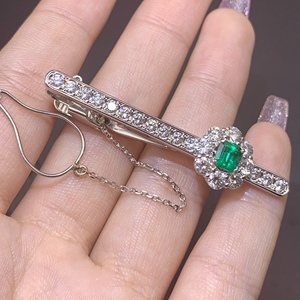 中古回流珠宝铂金镶嵌设计款哥伦比亚祖母绿宝石领带夹26002