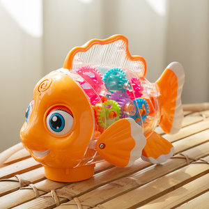 儿童电动玩具摇摆鱼会动宝宝0一1岁2婴儿3男孩女孩透明齿轮仿真鱼