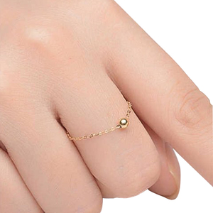 18k金戒指女简约精致线戒指极细链戒指转运珠指环尾戒日韩个性