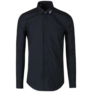 香港2019秋冬美欧迪奥英文刺绣签名衬衫 男士长袖衬衫西装打底衫