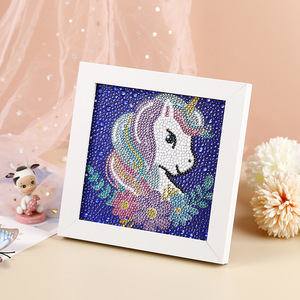 儿童钻石画满钻带框卡通diy新款礼物5d手工活益智游戏十字绣钻石