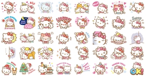 手帐贴纸line表情自制打印 Hello Kitty凯蒂猫 日本装饰手账贴画