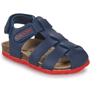 Geox健乐士男童鞋魔术粘护趾休闲沙滩凉鞋防滑蓝红色夏季2024新款