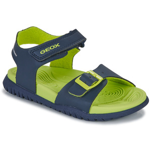 Geox健乐士男童鞋时尚休闲沙滩露趾凉鞋防滑魔术粘蓝绿色夏季新款