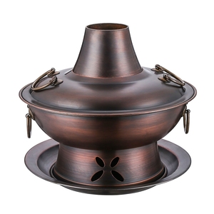 纯紫铜火锅锅具家用插电碳两用老北京涮羊肉鸳鸯锅老式打边炉木炭