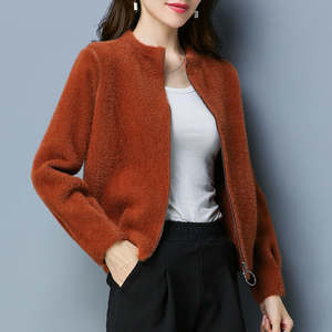 水貂绒毛衣外套女韩版针织开衫