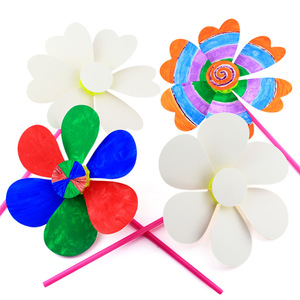 儿童手工diy户外玩具幼儿园涂鸦手工空白风车彩绘手绘涂色风车