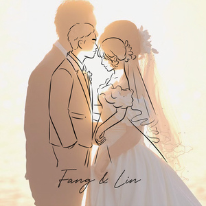 手绘简笔画情侣头像结婚礼logo请帖黑白线全家福卡通q漫画宠物