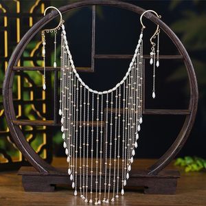 汉服面帘配饰古风遮脸挂耳古风流苏少女珍珠面饰面纱脸帘串珠仙气