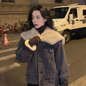 毛领牛仔外套女冬网红