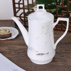 骨瓷水具欧式凉水壶家用办公纯白创意耐热开水陶瓷茶具冷水壶单壶
