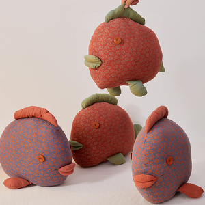 接吻鱼抱枕全棉双层纱玩具七夕情人节礼物亲嘴鱼情侣纯棉公仔玩偶