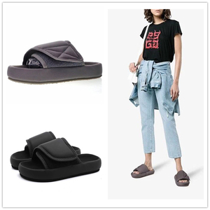 代购yeezy season6 魔术贴帆布凉拖男女情侣同款侃爷面包椰子拖鞋