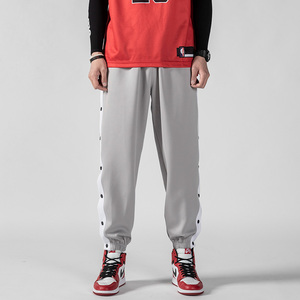 大小李宁静排扣裤男士篮球裤秋冬宽松休闲长裤cba纽扣训练灰色束