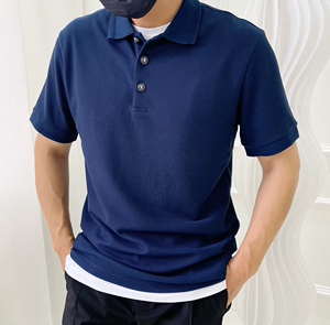 bbr 藏蓝色珐琅扣短袖polo衫 长绒棉珠地面料 蜂窝状纹路 巨舒服