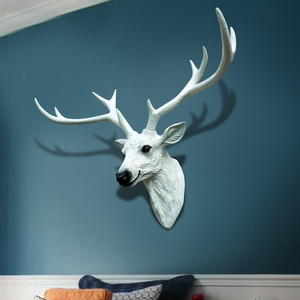 鹿头装饰壁挂北欧风格招财仿真动物头客厅走廊过道墙面挂饰小大号