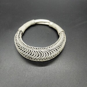 少数民族饰品 个性苗饰 苗族手工苗银手镯传统银匠之乡经典绕丝镯
