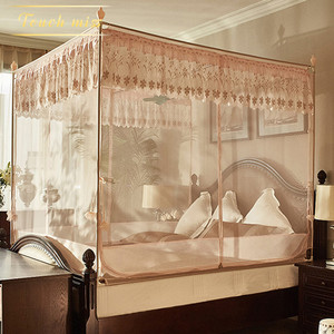 TOUCH MISS方顶蕾丝花边三开门宫廷风蚊帐不锈钢加密加厚蚊帐防摔