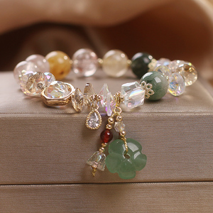 招财转运天然彩发晶手链女时尚奥地利水晶串珠手串女闺蜜礼物手环