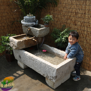 老旧牛槽鱼缸景观石槽养鱼池青石缸水槽马槽户外庭院流水摆件日式