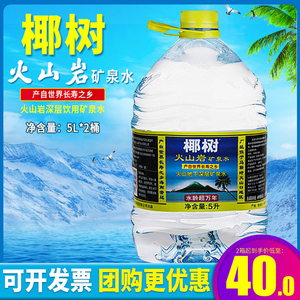 椰树火山岩矿泉水5l*2桶整箱包邮大桶装水泡茶水地下深层饮用水