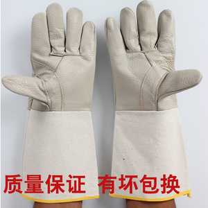 长款牛皮电焊手套焊工焊接隔热耐用手套工业耐高温劳保防护手套
