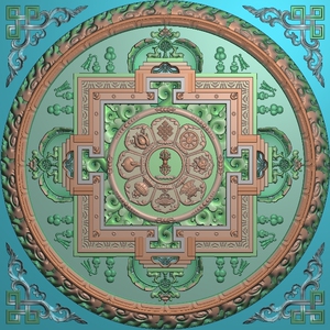 zs-98藏式佛教唐卡坛城挂画装饰壁画浮雕精雕图jpg带线