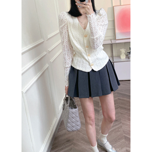 周婷ttc 远洋画馆 时尚简约高腰短款半身裙女小个子a字百褶裙短裙