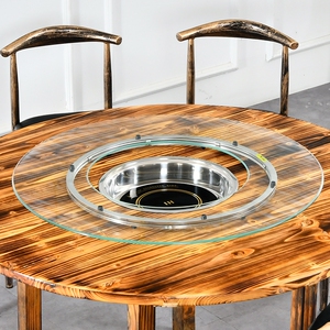 定做火锅桌转盘钢化玻璃底座饭店使用煤气灶旋转家用电磁炉转盘